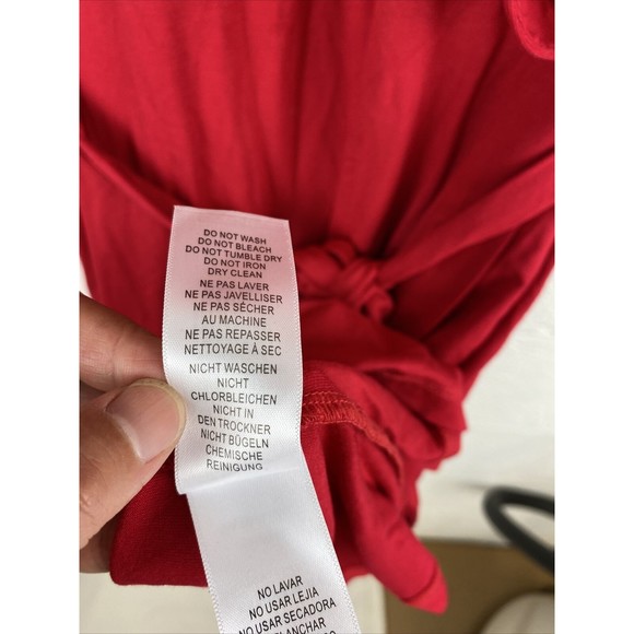 ADRIANNA PAPELL Women’s JERSEY DRESS Morcan Ruby Faux Wrap Dress Red Sz 16 - Picture 9 of 11